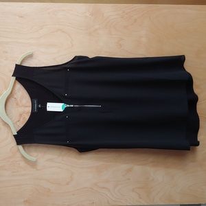 Black - Fortune & Ivy - Mixed Material Lighton Zip Detail Blouse - Large - NWT